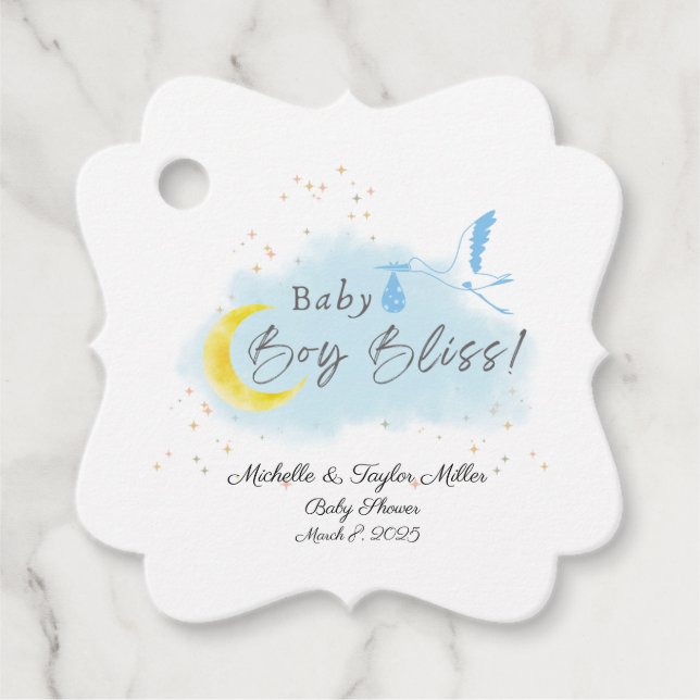 Gold Starlit Baby Boy Bliss Stork Sonderlieferung Geschenkanhänger (Vorderseite)
