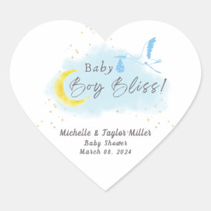 Gold Starlit Baby Boy Bliss Stork Sonderlieferung Herz-Aufkleber