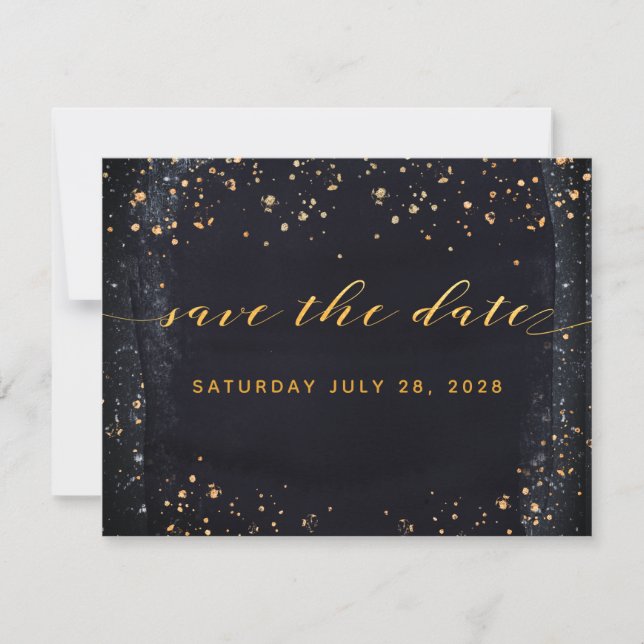 Gold Starry Night Wedding speichern Sie das Datum  Einladung (Vorderseite)