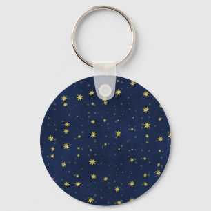 Gold Stars auf der Dark Blue Field Geschenkserie Schlüsselanhänger