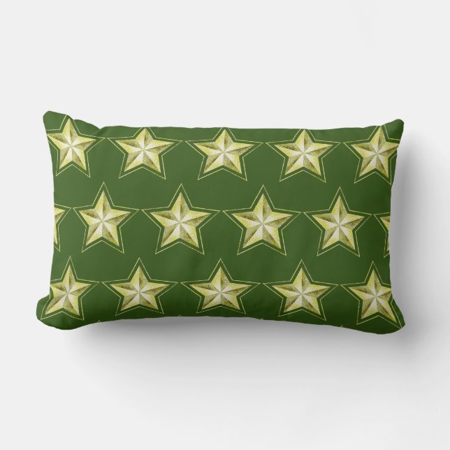 Gold Stars auf grünem Lumbalkissen Lendenkissen (Vorderseite)