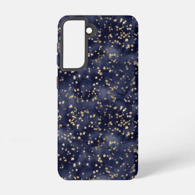 Gold Stars auf Navy Night Sky Samsung Galaxy Hülle (Rückseite)