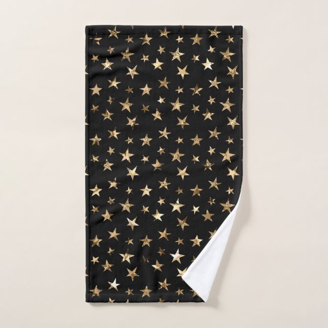 Gold Stars auf schwarz Handtuch (Handtuch)