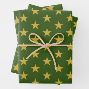 Gold Stars auf Smarald Green Geschenkpapier Set