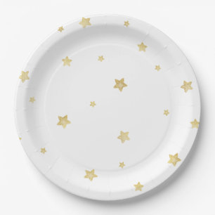 Gold Stars Baby Dusche Pappteller