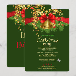 Gold Stars & Bells Weihnachtsfeierliche Party Einl Einladung