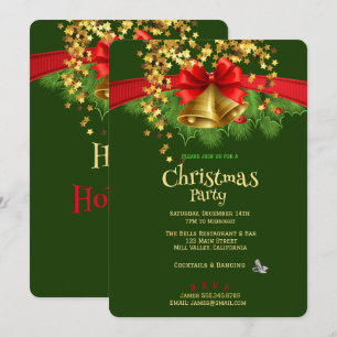 Gold Stars & Bells Weihnachtsfeierliche Party Einl Einladung