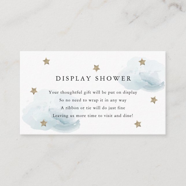 Gold Stars & Blue Clouds Display Dusche Begleitkarte (Vorderseite)