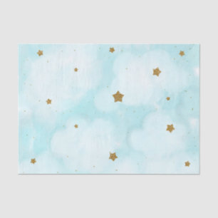 Gold Stars & Blue Sky Clouds Babydusche Party Seidenpapier