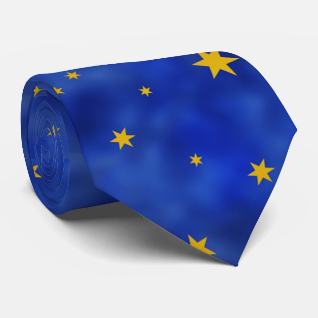 Gold Stars Blue Sky Krawatte (Gerollt)