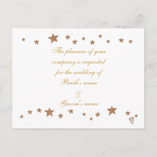 Gold Stars Border Wedding Einladung Postkarten (Vorderseite)