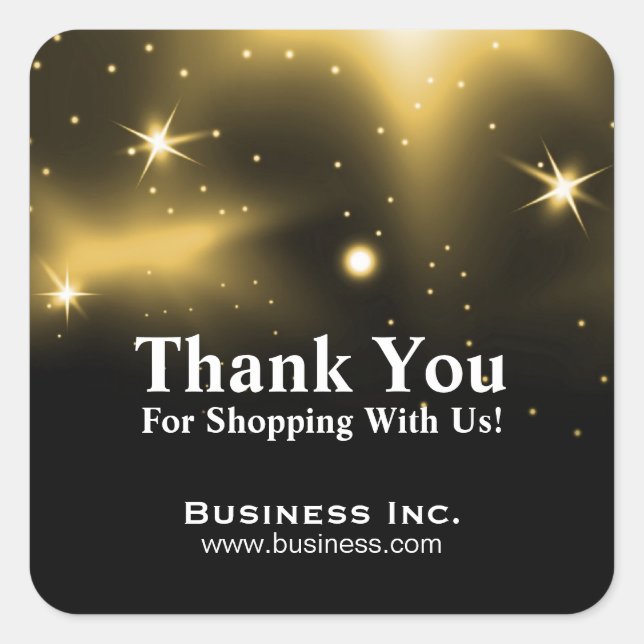 Gold Stars Business Danke Custom Quadratischer Aufkleber (Vorderseite)