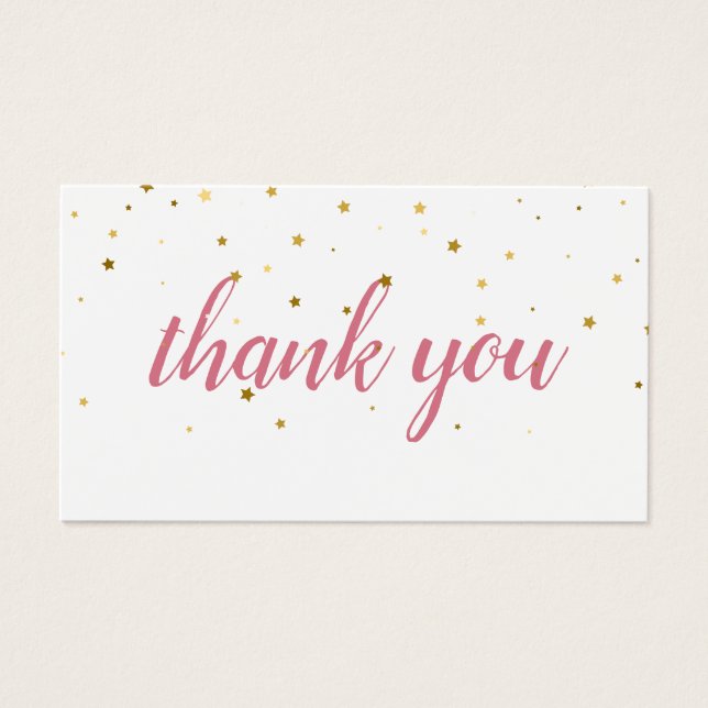 Gold Stars Carte de remerciements Aquarelle rose (Devant)