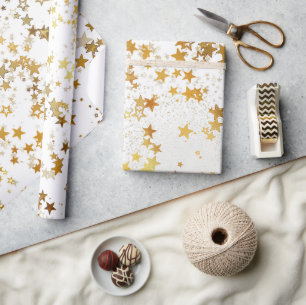 Gold Stars Celestial Weihnachten Magischer Feiert Geschenkpapier