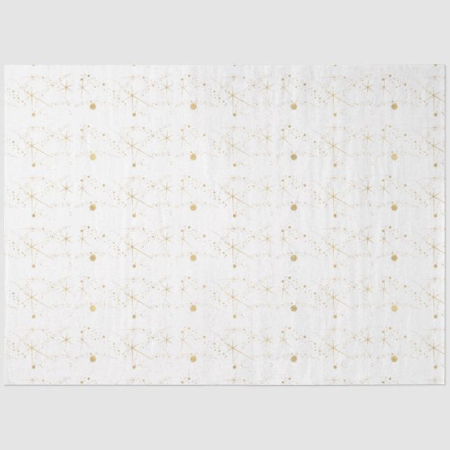 Gold Stars Celestis White Christmas Seidenpapier (Vorderseite)