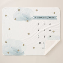 Gold Stars & Clouds Blue Boy Monatlicher Meilenste