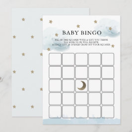 Gold Stars & Clouds Kinderdusche Bingo Game Card Einladung