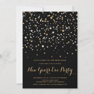 Gold Stars Confetti   Einladung zum Silvesterabend