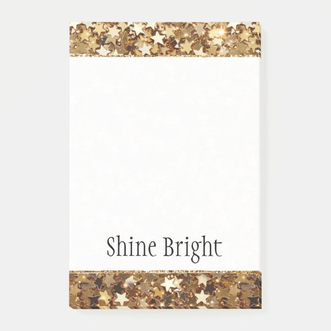 Gold Stars Confetti Glam Post-it Klebezettel (Vorderseite)