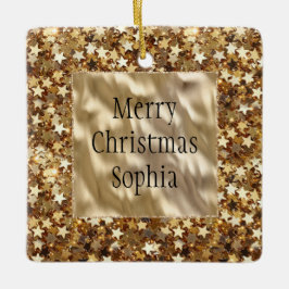 Gold Stars Confetti Keramikornament