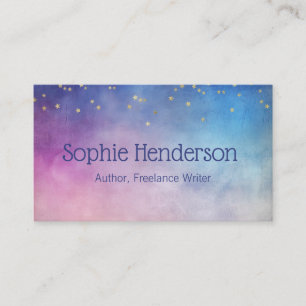 Gold Stars Cosmic Lila Pink Autor Writer Visitenkarte