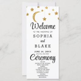 Gold Stars Crescent Moon White Wedding Programm
