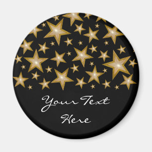 Gold Stars "Dein Text" Kühlschrankmagnet schwarz