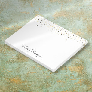 Gold Stars Eleganter Schriftname Post-it Klebezettel