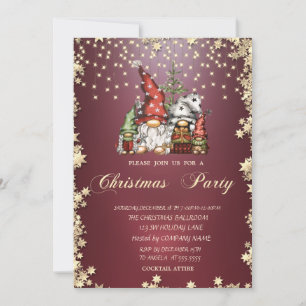 Gold Stars Gnome Familien-Weihnachtsfeier Einladung