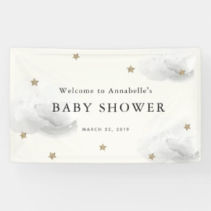Gold Stars & Gray Clouds Baby Showbanner Banner