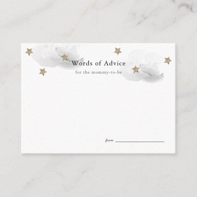 Gold Stars & Gray Clouds Baby Shower Adminkarten Begleitkarte (Vorderseite)