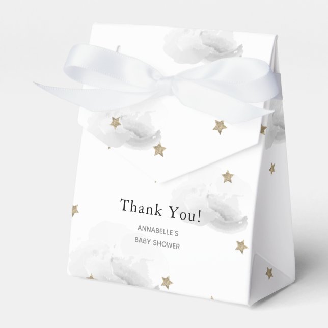 Gold Stars & Gray Clouds Kinderdusche Geschenkboxe Geschenkschachtel (Vorderseite)