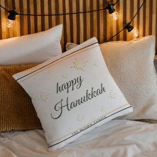 Gold Stars   Happy Hanukkah   INDIVIDUELLE NAME Kissen