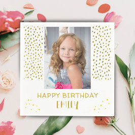 Gold Stars Imitate Glitzer Geburtstag Kinder Foto Serviette