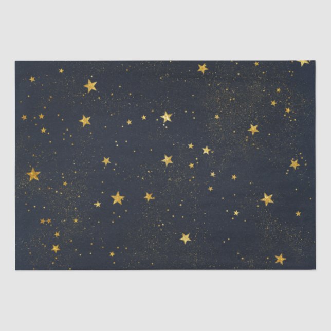 Gold Stars in der nächtlichen Luft Seidenpapier (Vorderseite)