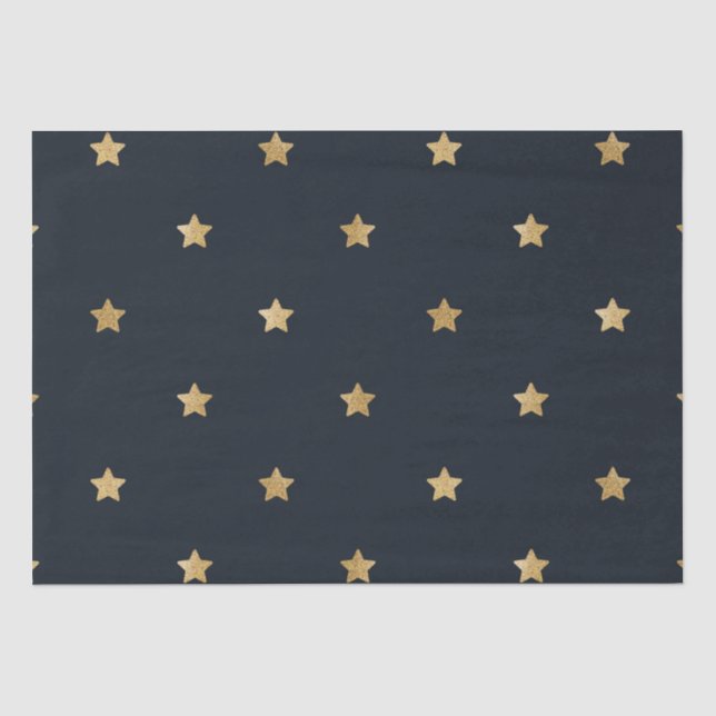 Gold Stars in Mitternachtschwarz Seidenpapier (Vorderseite)