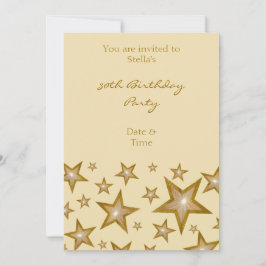 Gold Stars invitation crème verticale