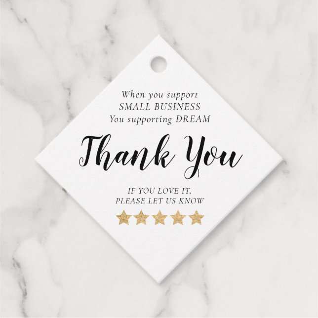 Gold Stars Kleines Unternehmen Vielen Dank für Ihr Geschenkanhänger (Vorderseite)