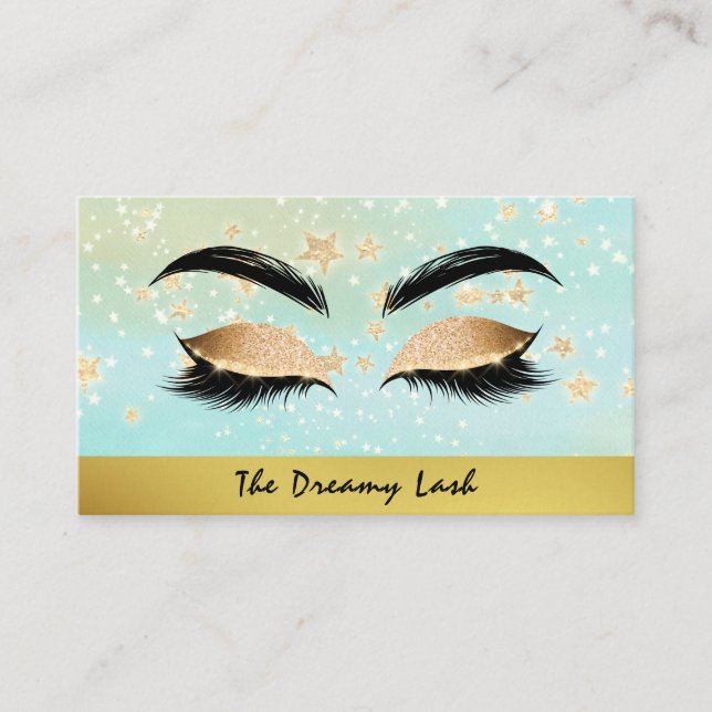 *~* Gold Stars Lashes Visitenkarte (Vorderseite)