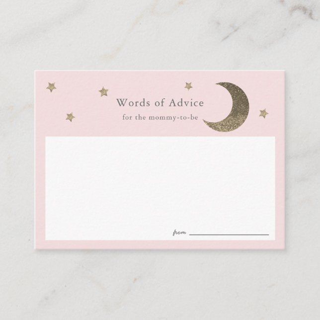 Gold Stars & Lune Rose Baby shower Cartes de conse (Devant)
