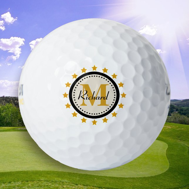 Gold Stars Monogram Golfball (Von Creator hochgeladen)
