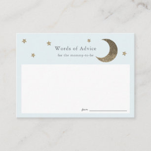 Gold Stars & Moon Blue Baby Duschberatungskarten Begleitkarte