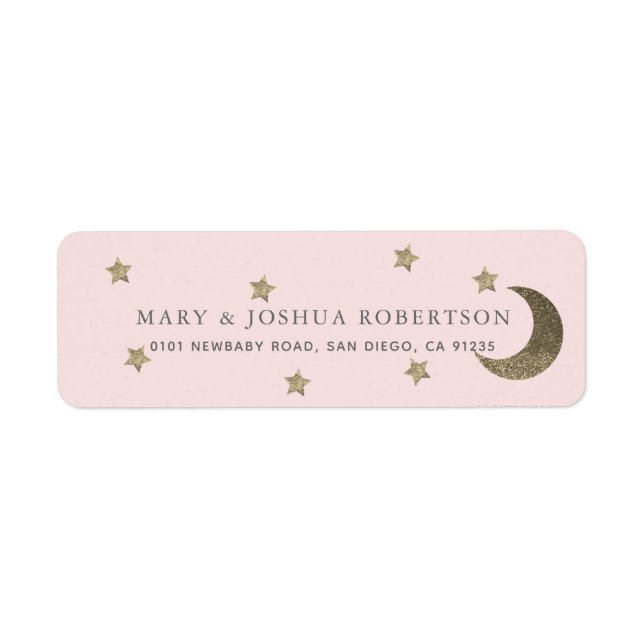 Gold Stars & Moon Pink-Adressenbezeichnung (Vorne)