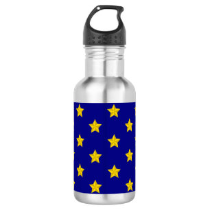 Gold Stars Muster, Navy Blue, Exklusiv Edelstahlflasche
