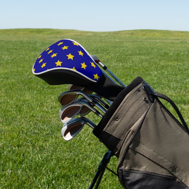 Gold Stars Muster, Navy Blue, Exklusiv Golf Headcover (In SItu)