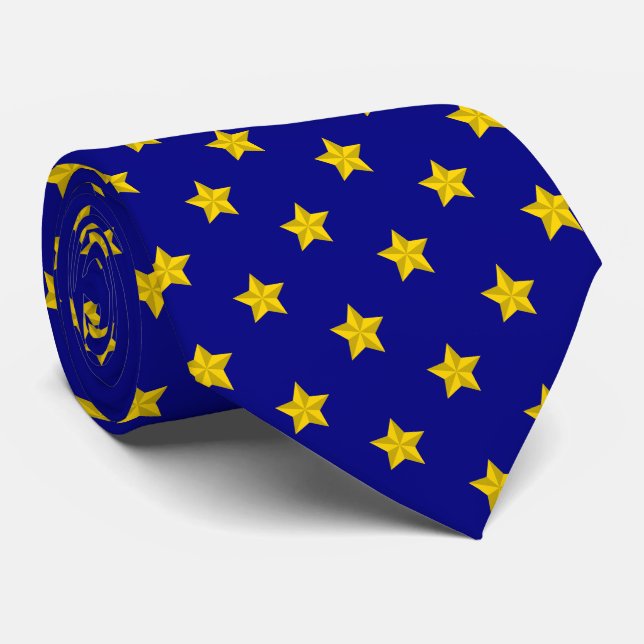 Gold Stars Muster, Navy Blue, Exklusiv Krawatte (Gerollt)