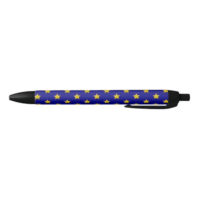 Gold Stars Muster, Navy Blue, Exklusiv Kugelschreiber (Unterseite)