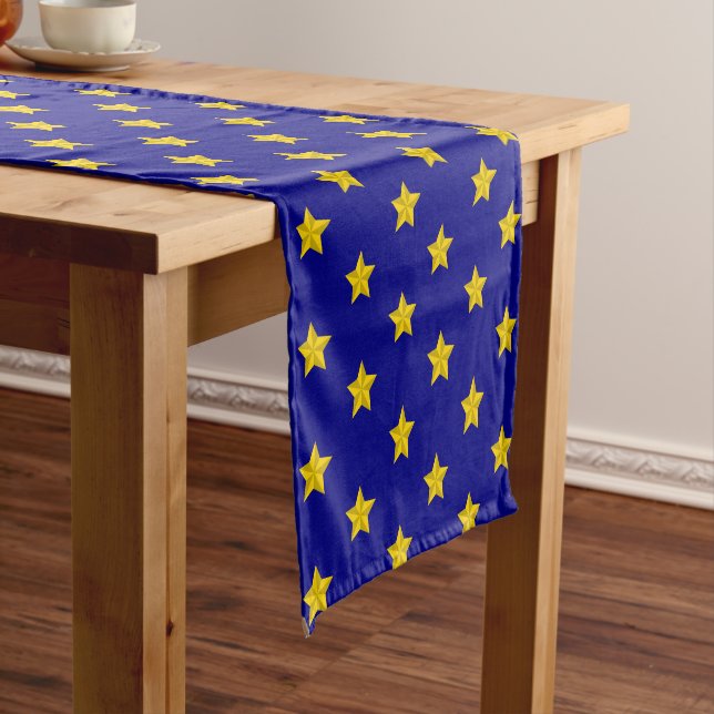 Gold Stars Muster, Navy Blue, Exklusiv Kurzer Tischläufer (Beispiel)