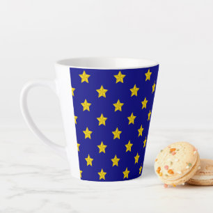 Gold Stars Muster, Navy Blue, Exklusiv Milchtasse
