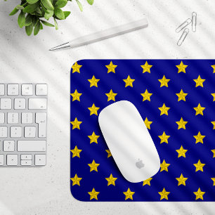 Gold Stars Muster, Navy Blue, Exklusiv Mousepad